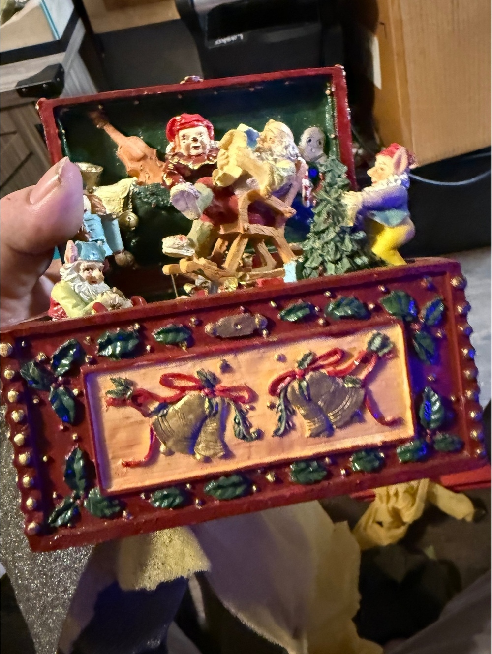 Holiday Expressions Hand-Painted Poliresin Musical Treasure Box